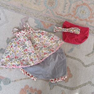 Shabby Chic outfit floral with headband GUC 18 month